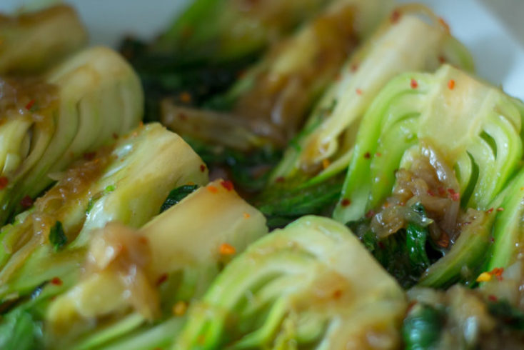 Baby Bok Choy with Caramelize Onions